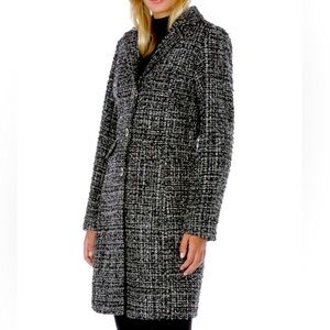 Laundry by Shelli Segal Metallic Tweed Black Silver Women’s Coat Sz M